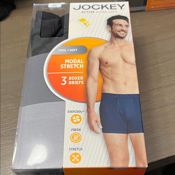 New! Jockey Men's 3-pair Modal Stretch Boxer Briefs. Black & gray - Picture 1 of 10